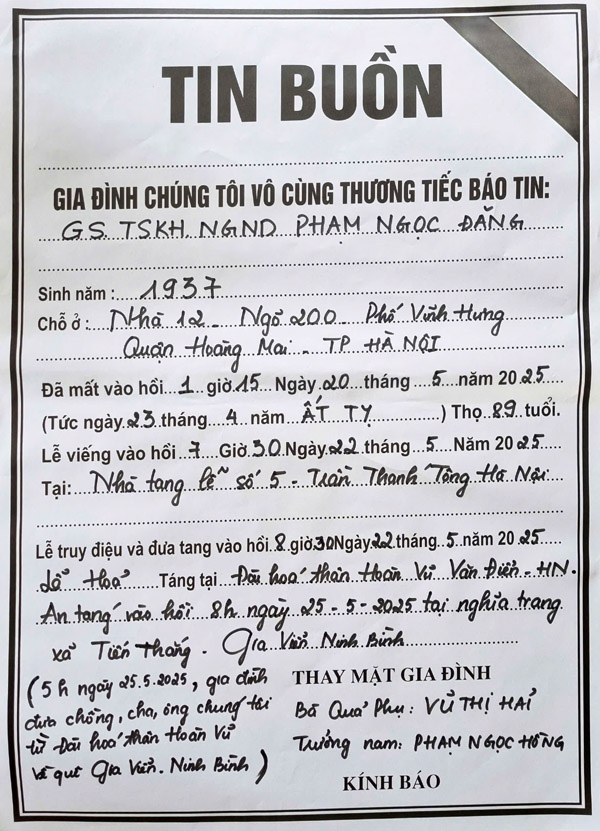 Tin[-]buồn:[-]GS[-]TSKH[-]NGND[-]Phạm[-]Ngọc[-]Đăng,[-]Phó[-]Chủ[-]tịch[-]Hội[-]BVTN&MT[-]Việt[-]Nam[-]đã[-]từ[-]trần[-]